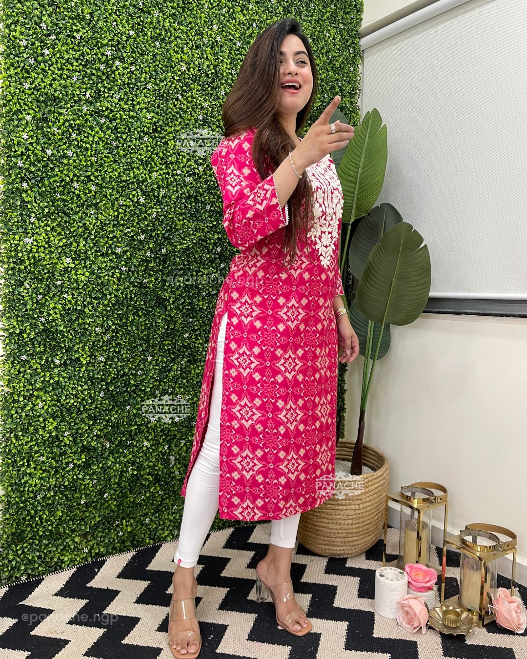 Ikkat Dailywear thread work kurtis in muslin