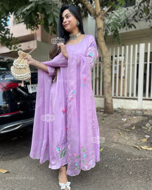 Winter lilac HANDPAINTED suit