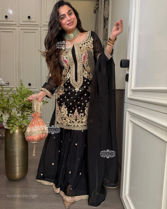 Meher Sharara set (Black)