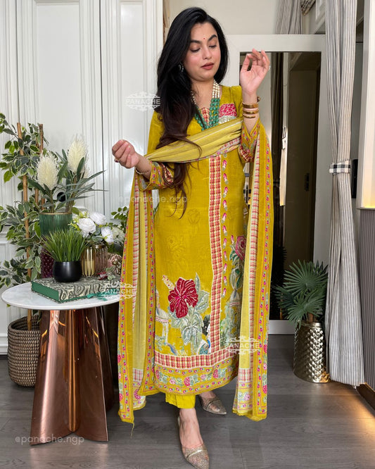 Sunshine floral crepe suit