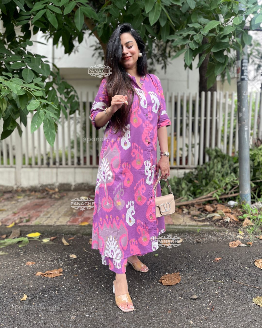 Ikkat purple set