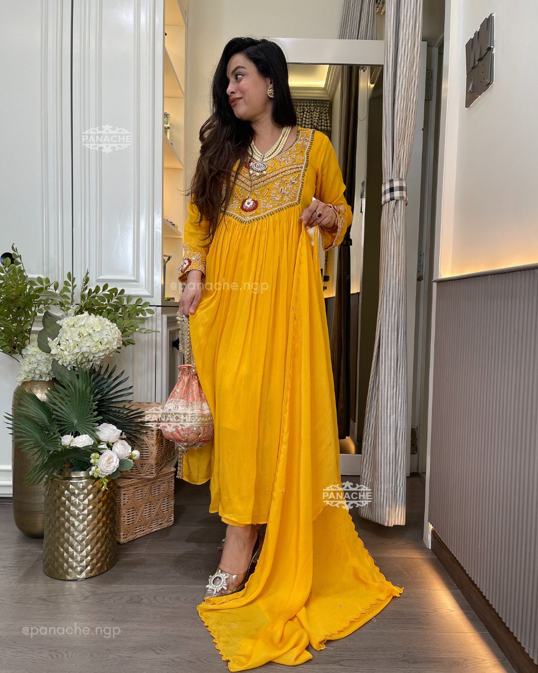 Turmeric yellow kurta pant set