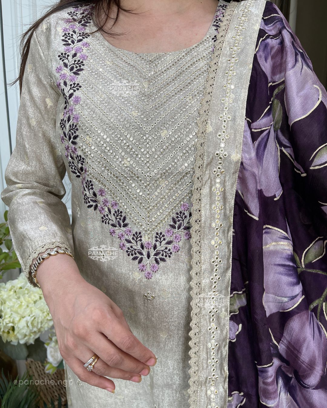 Semi formal floral purple set