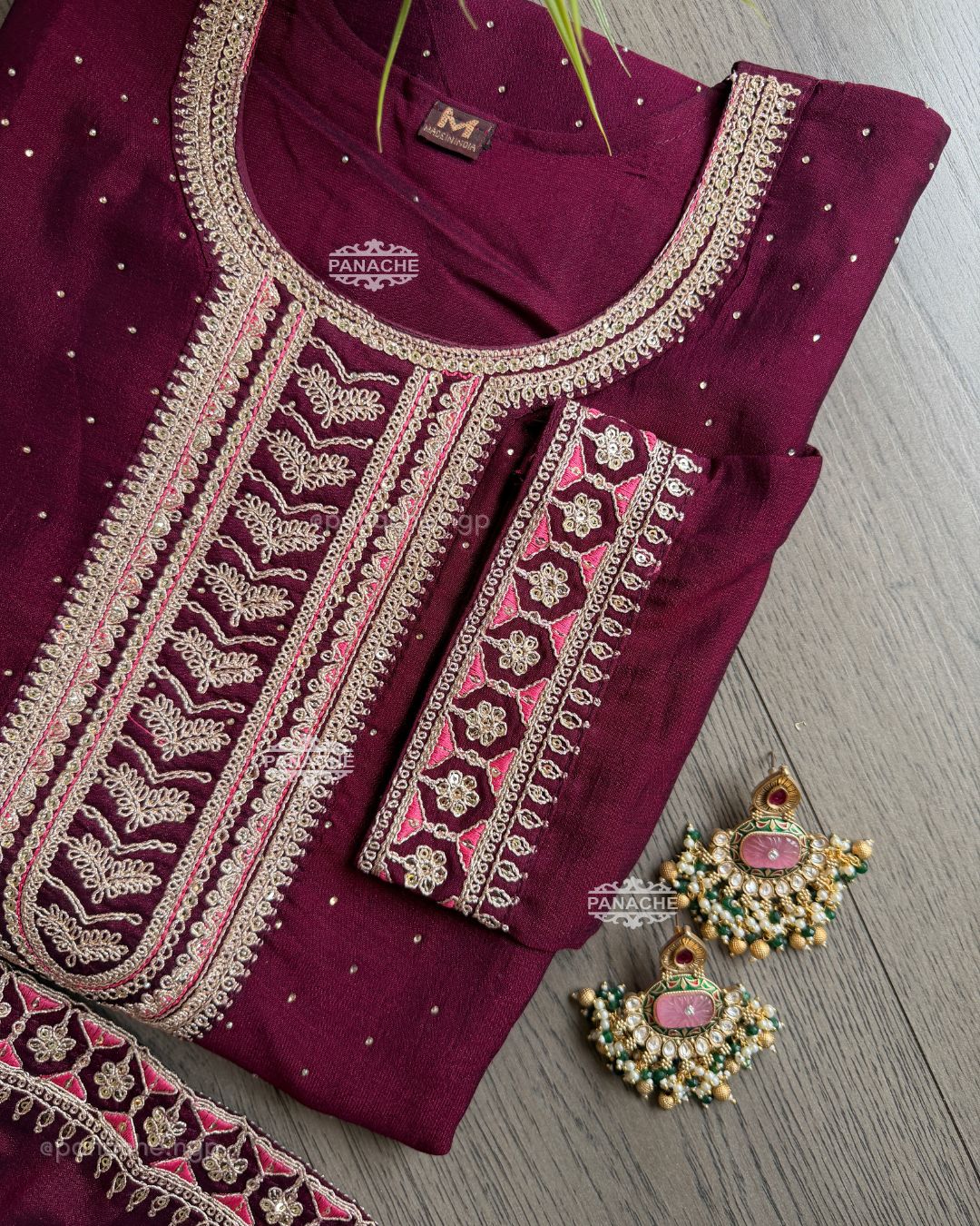 Partywear wine Sitara set