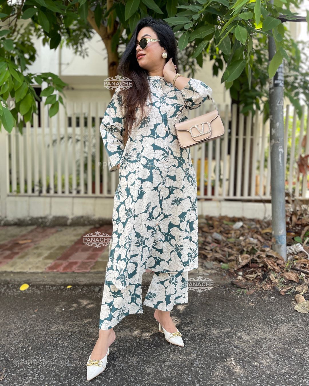 Print on print floral coord set