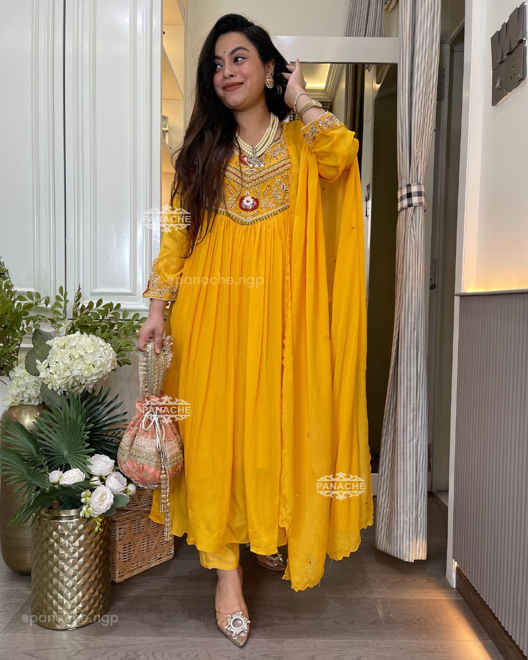 Turmeric yellow kurta pant set
