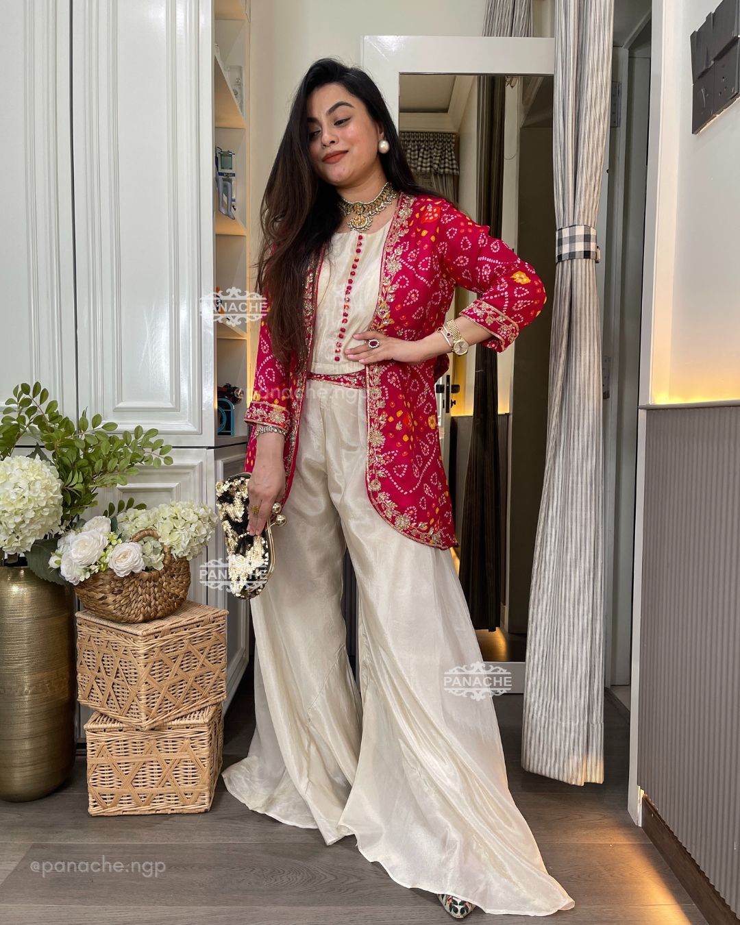 Indo western Bandhani set