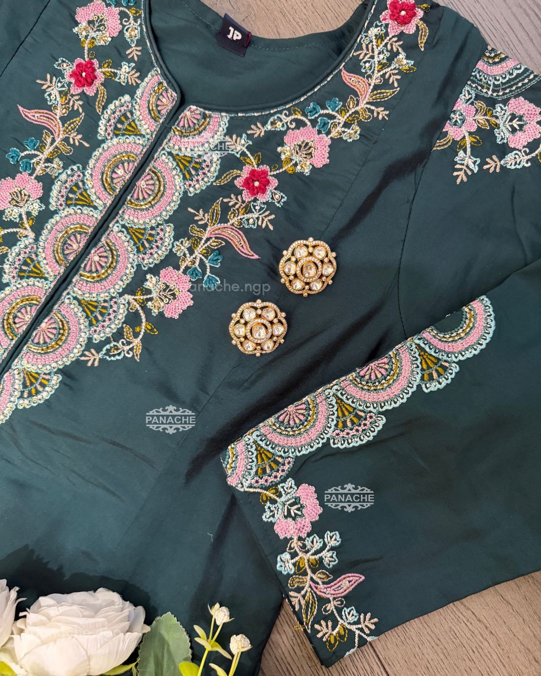 Aqua front slit kurta set