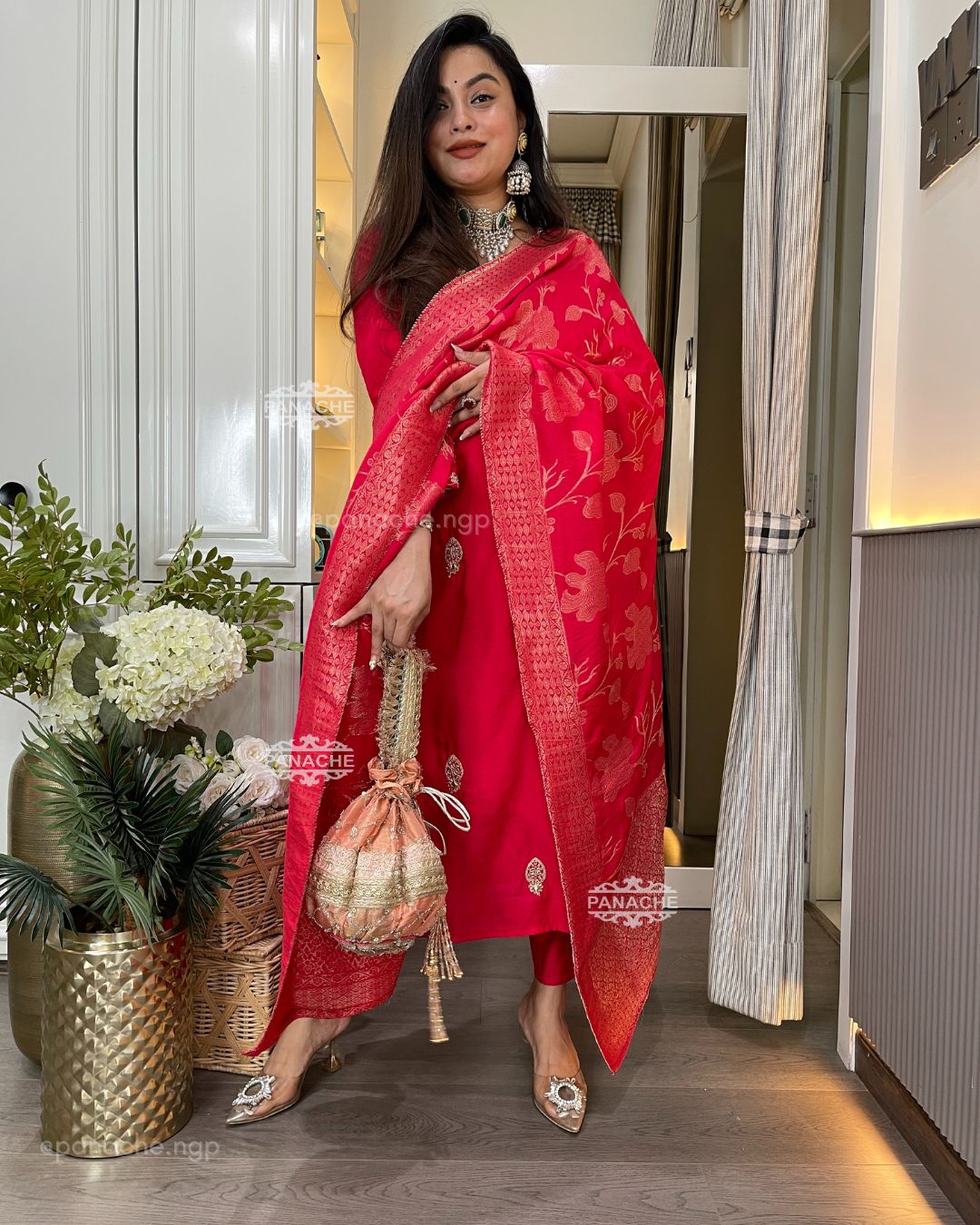 Sindoori red Pittan suit
