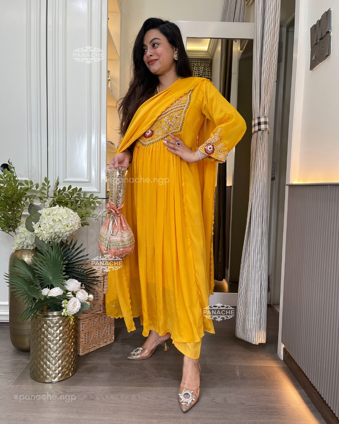 Turmeric yellow kurta pant set