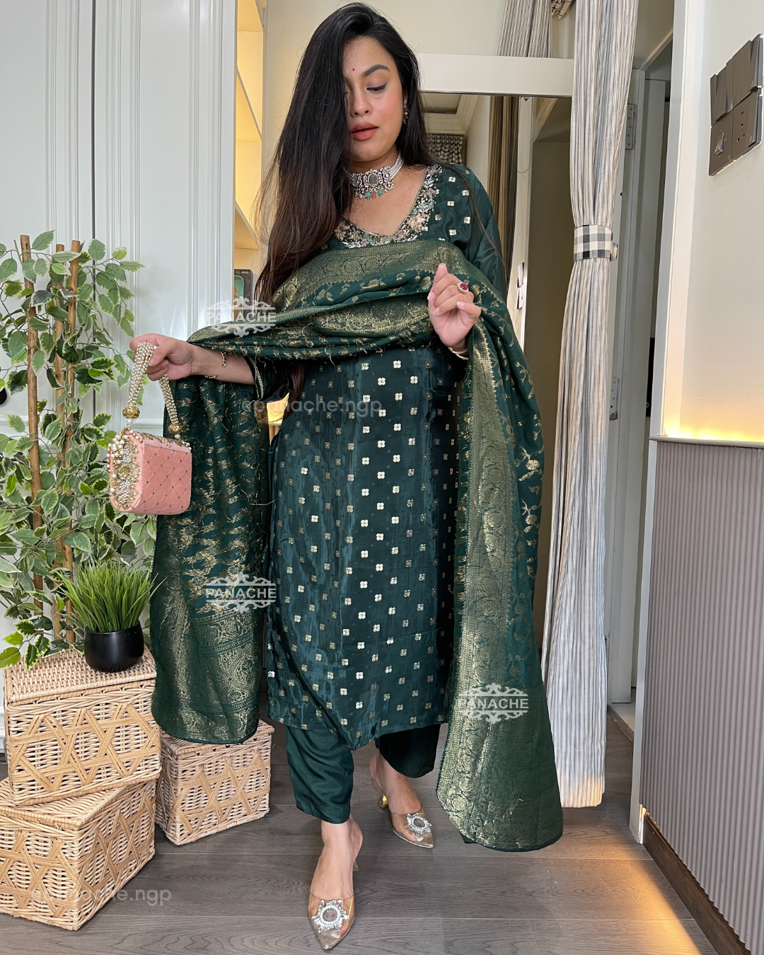 Banarasi green set