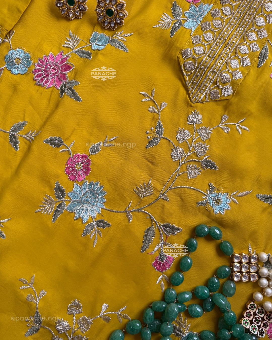 Yellow embroidered set