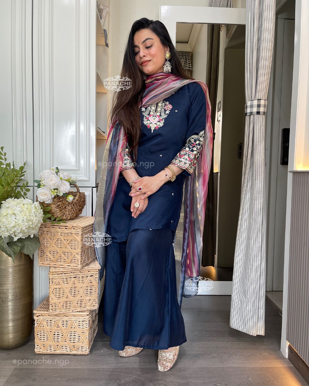 Embroidered kurta gharara set
