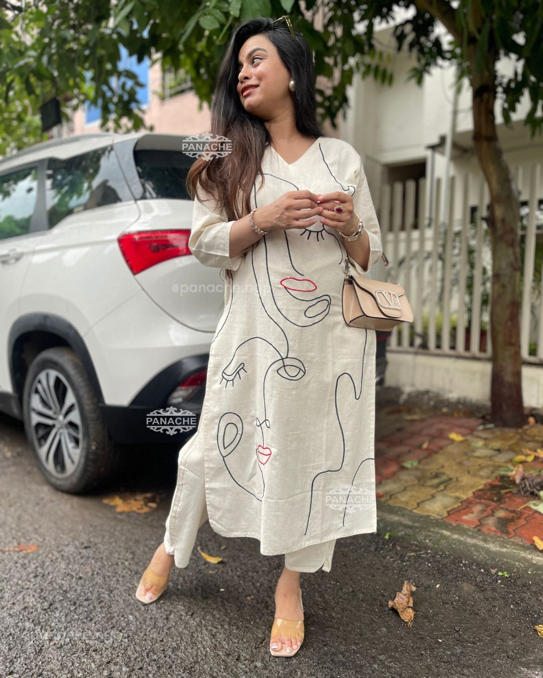 Cream embroidered coords