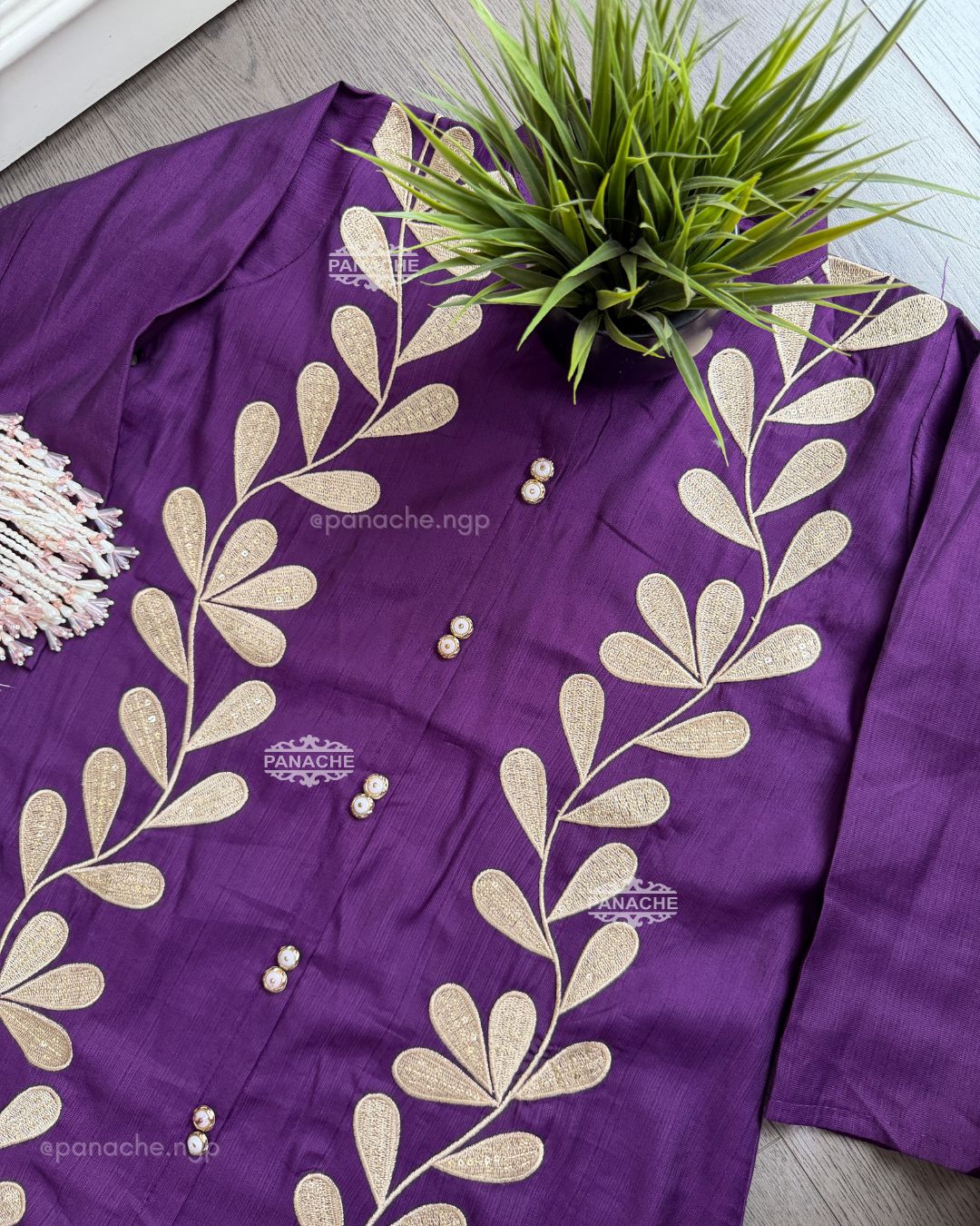 Embroidered purple coord