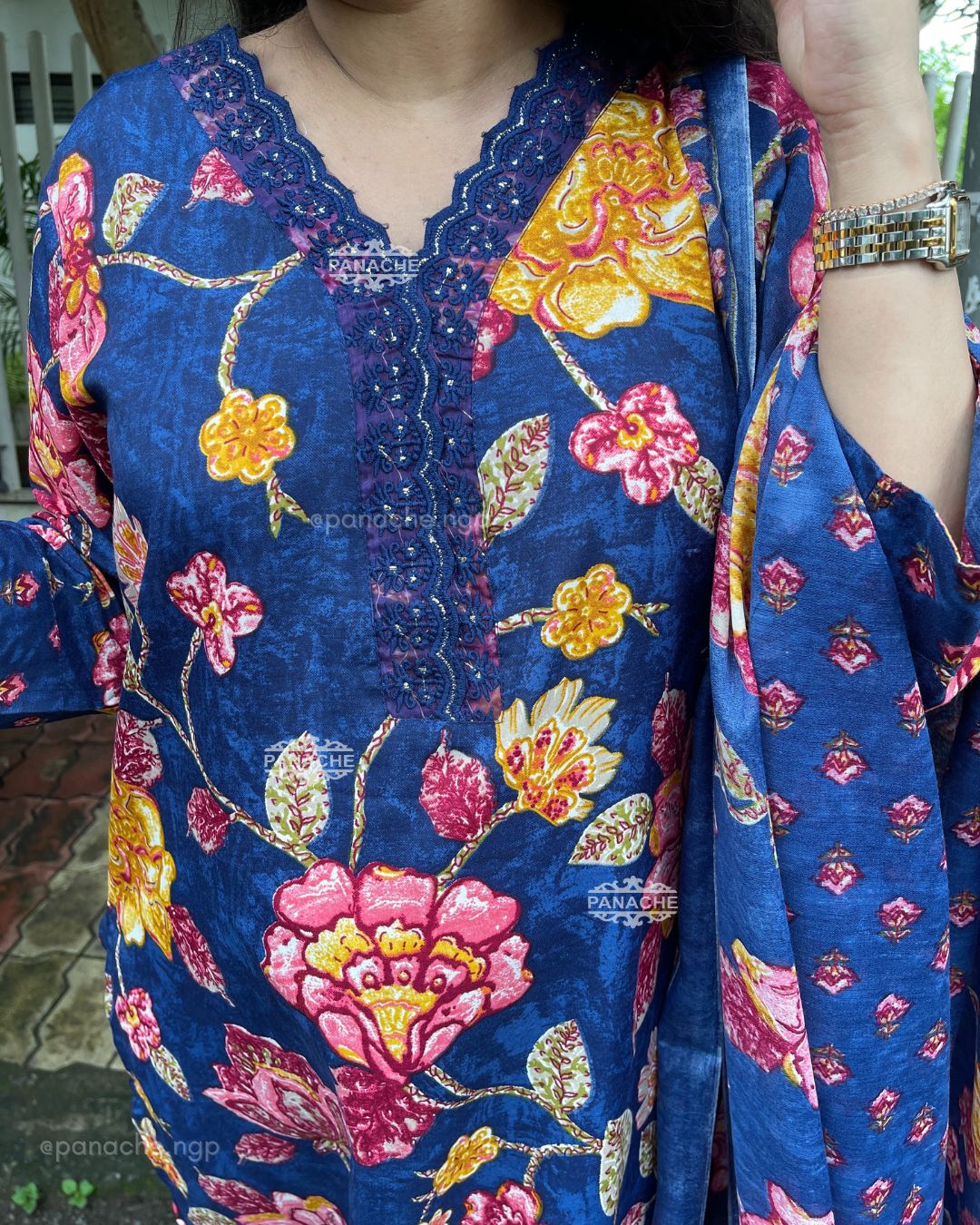 Print on print cotton dupatta sets