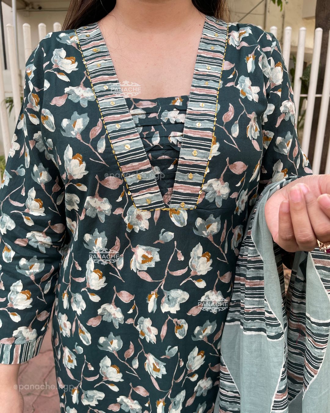 Ferns and petals cotton suit set