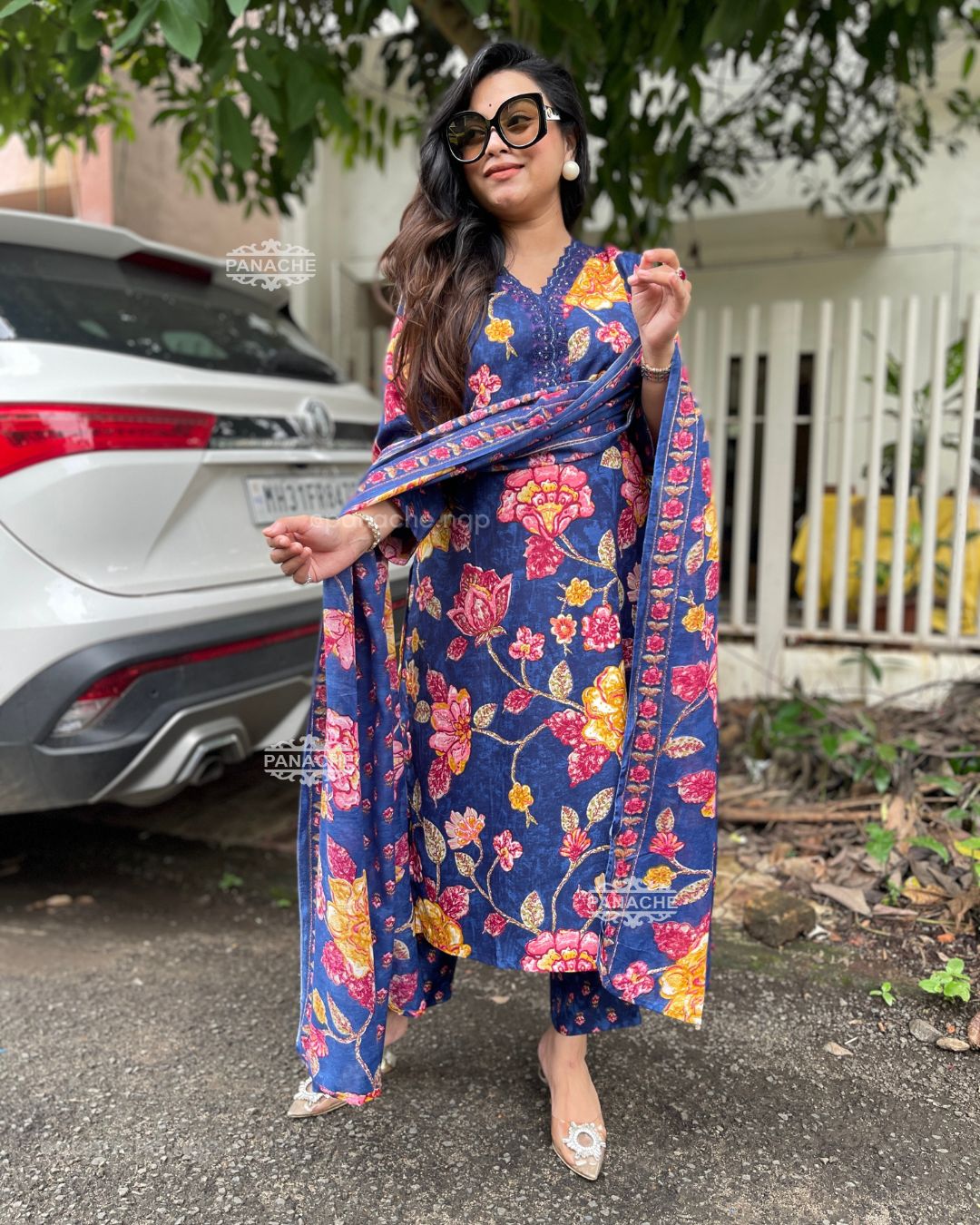 Print on print cotton dupatta sets