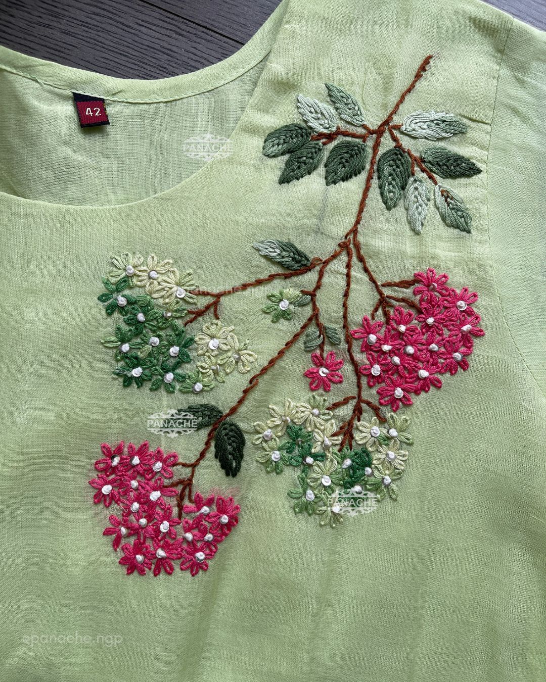 Frenchknot floral embroidery coord