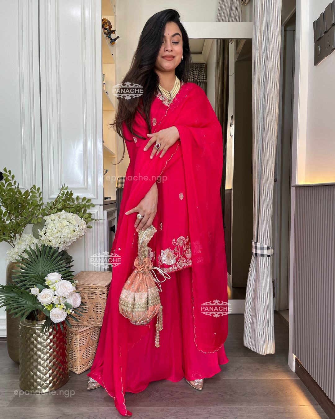Sindoori red Sharara set