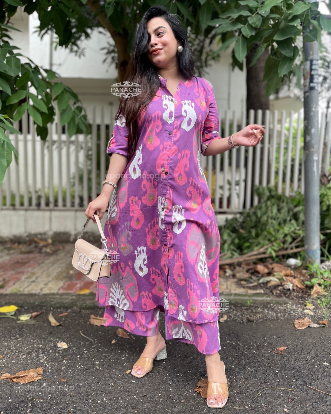 Ikkat purple set