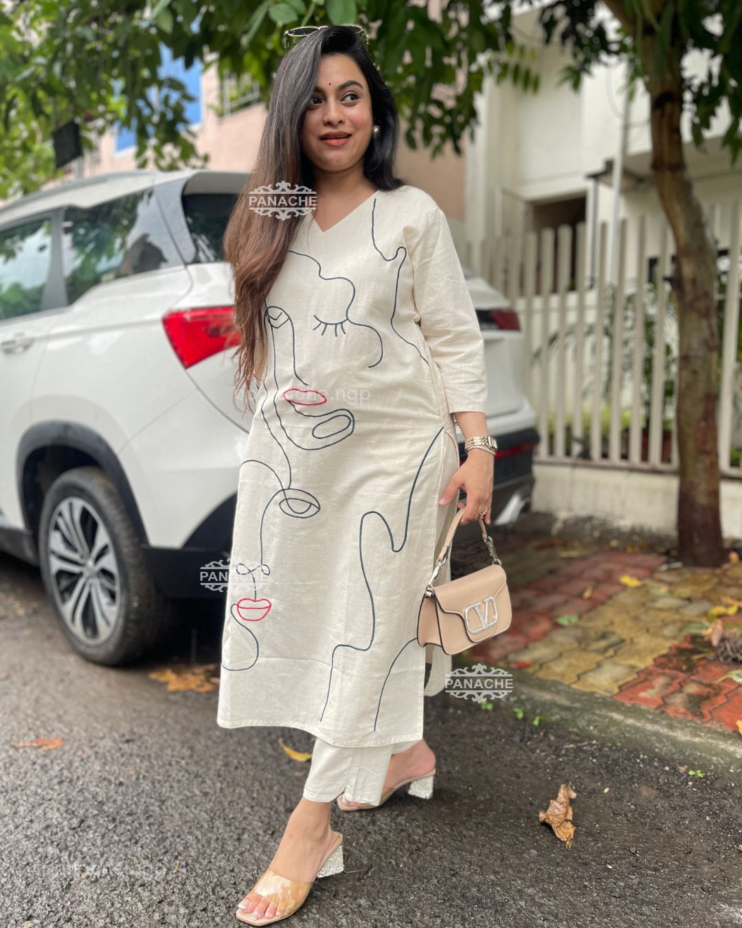 Cream embroidered coords