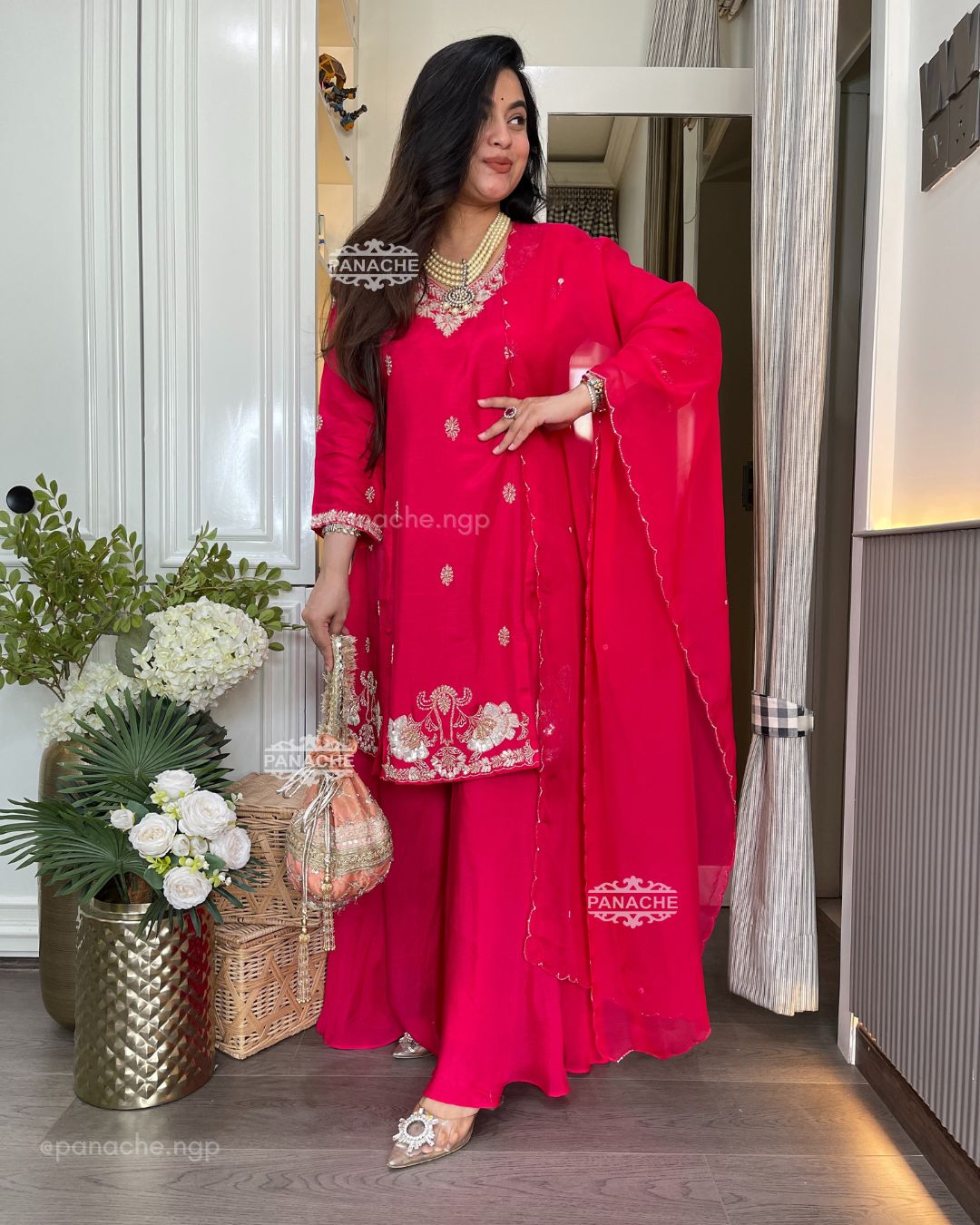 Sindoori red Sharara set