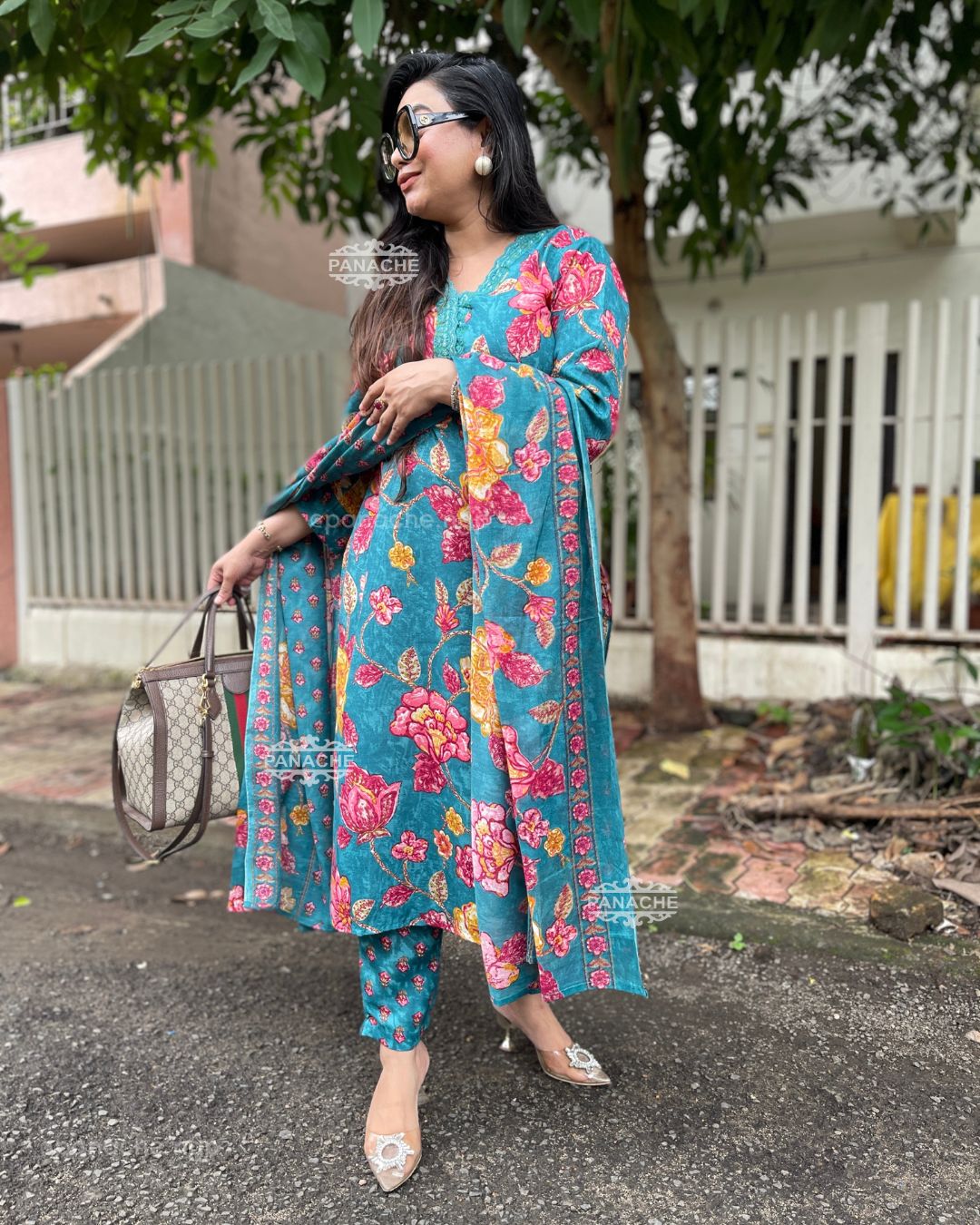 Print on print cotton dupatta sets