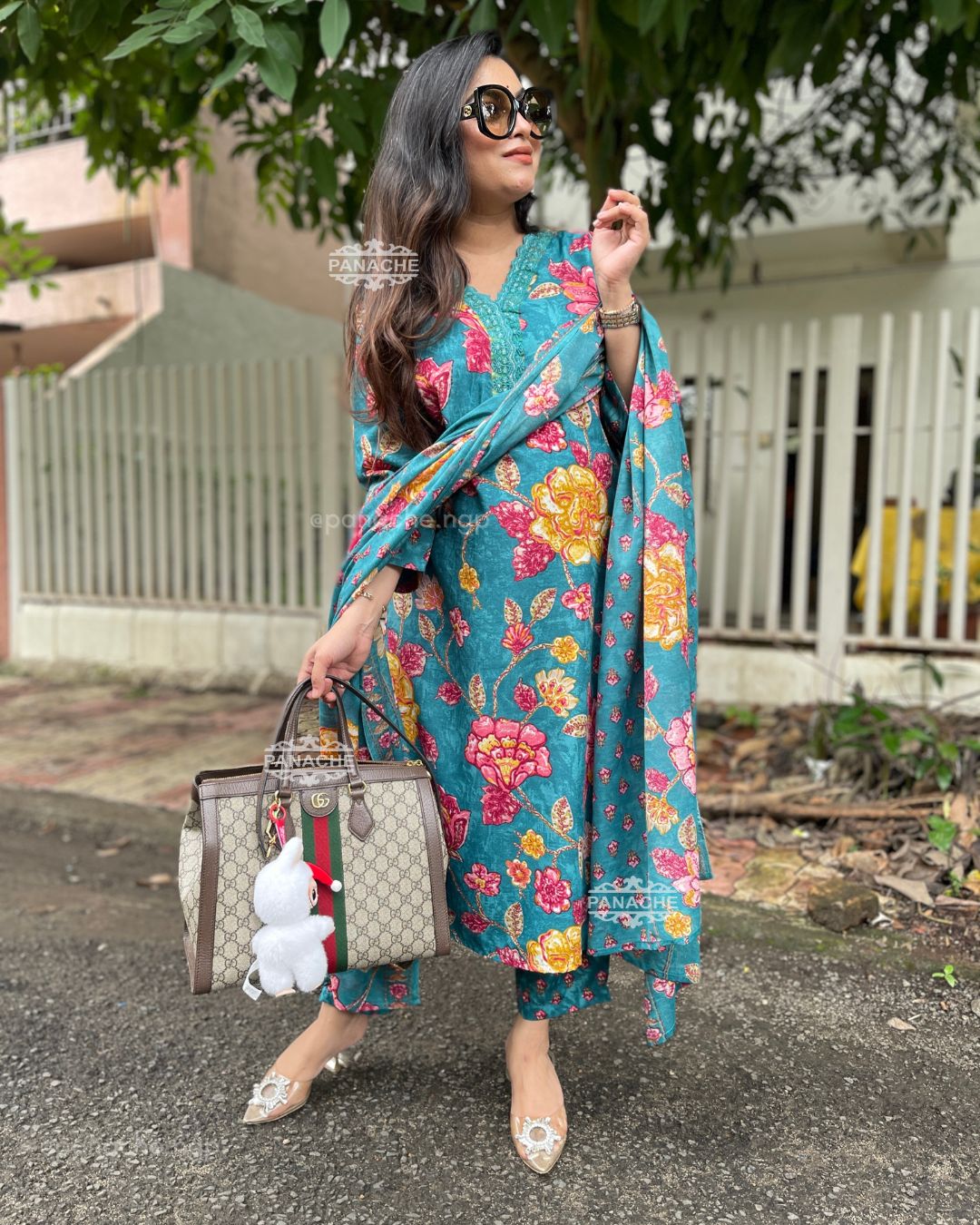 Print on print cotton dupatta sets