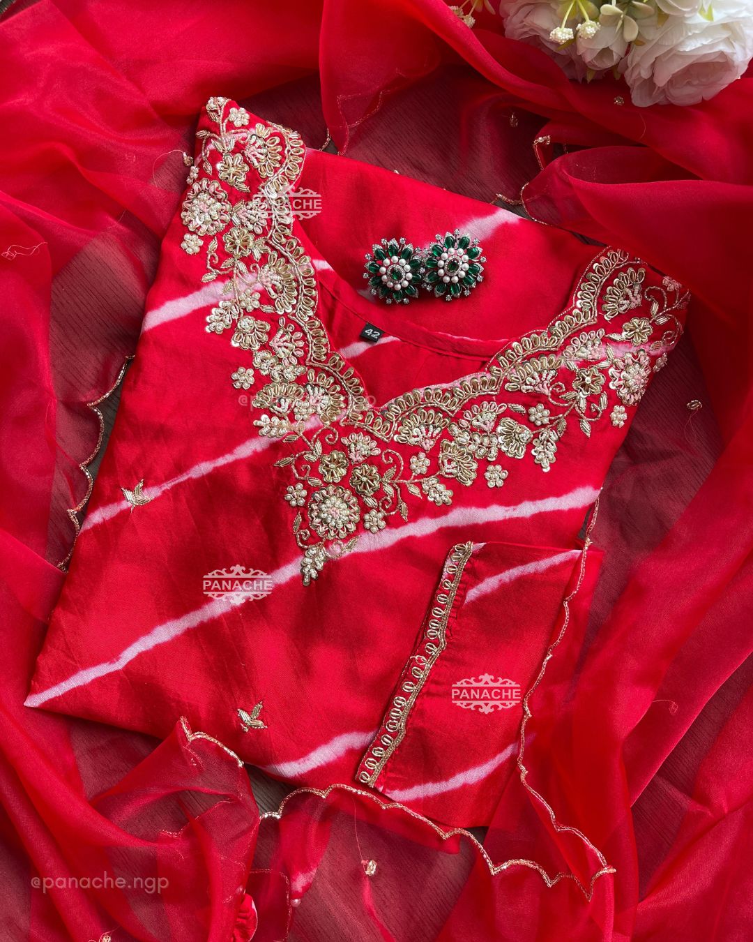 Sindoori leheriyan silk set