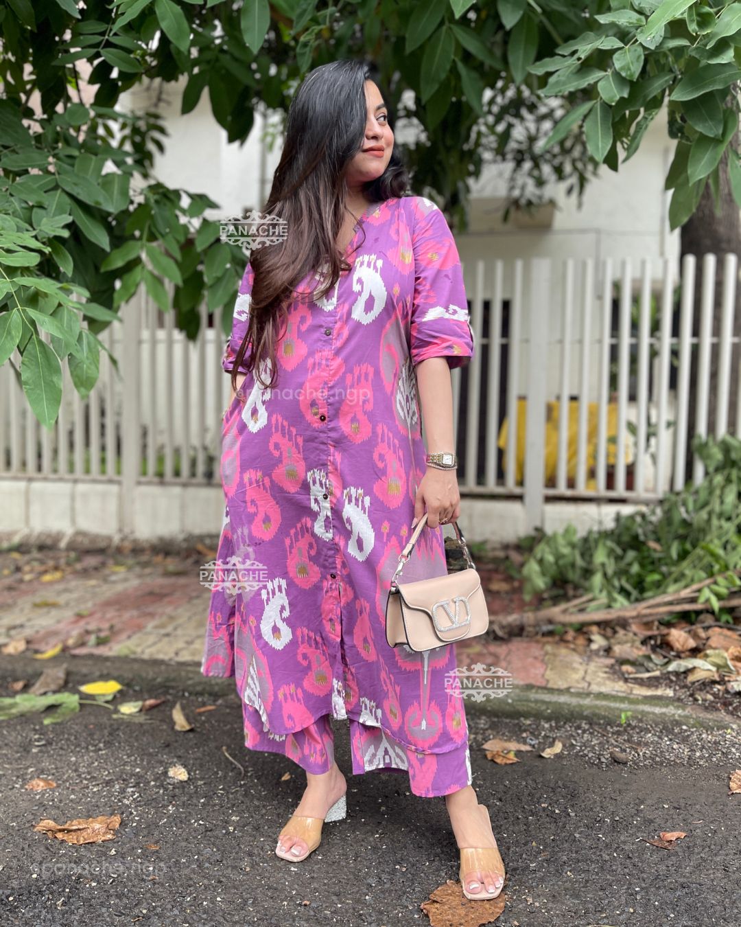 Ikkat purple set