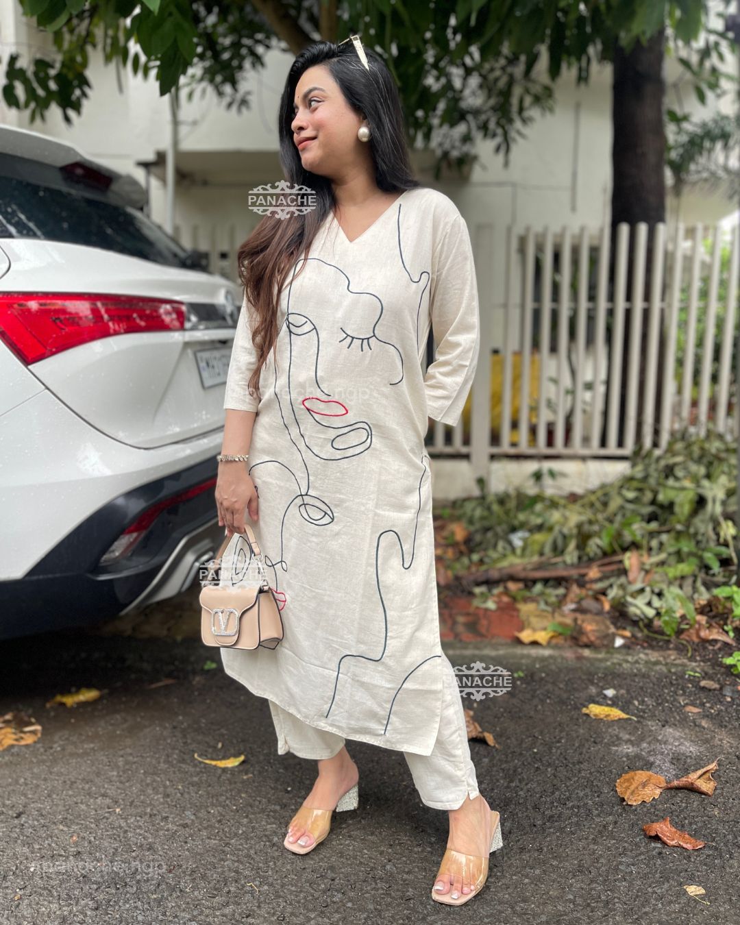 Cream embroidered coords