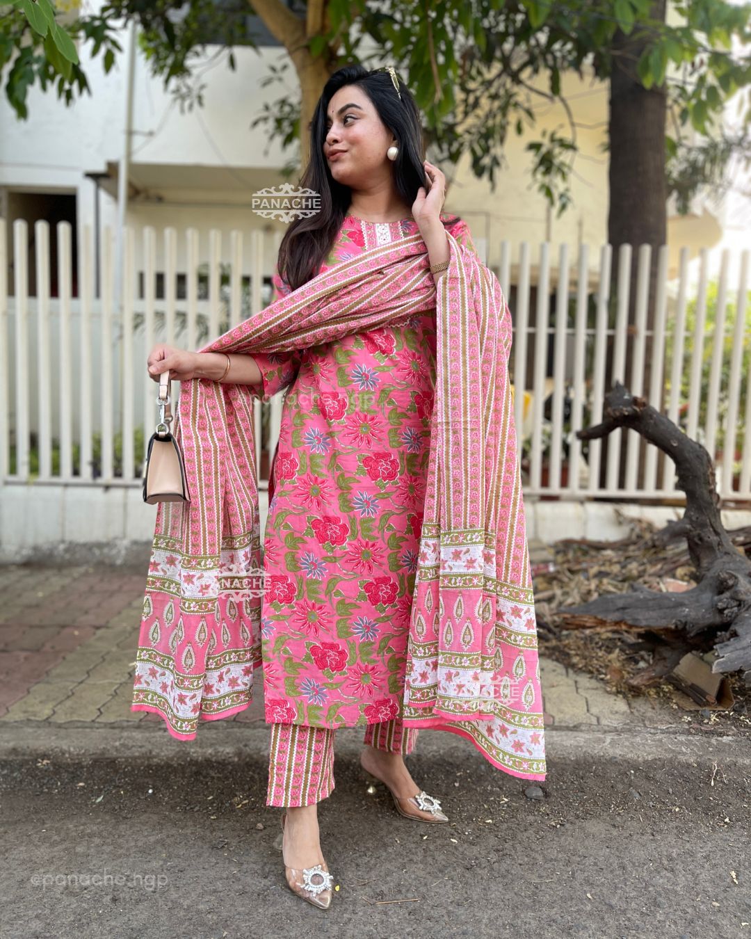 Print in print Barbie pink set