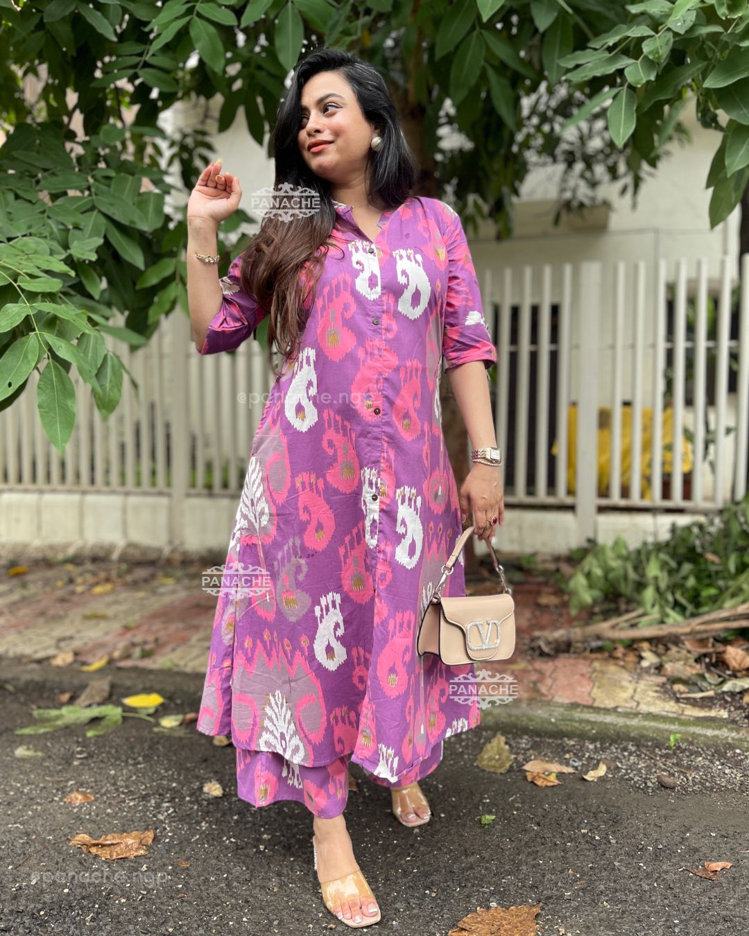 Ikkat purple set