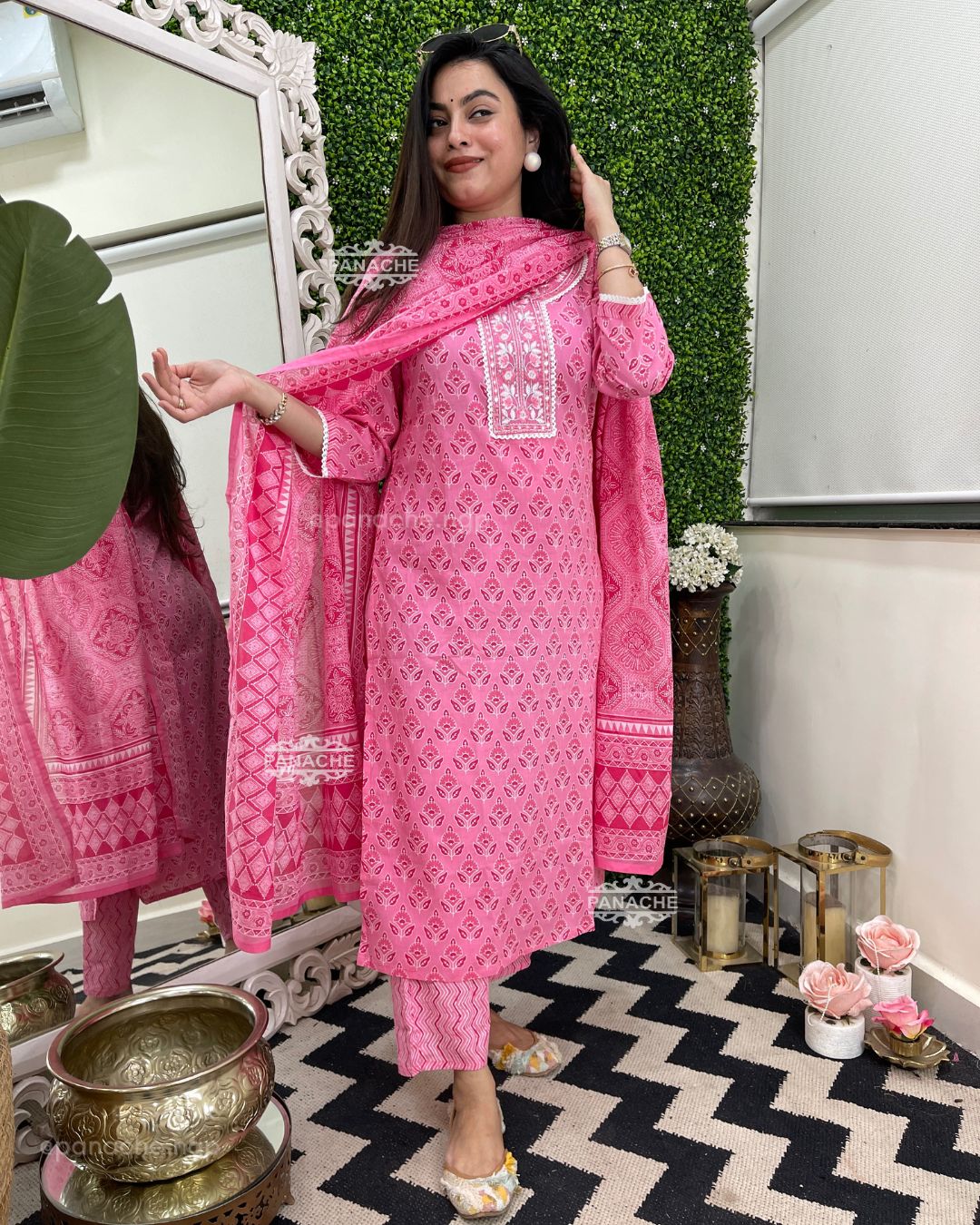 Print on print pink summers set