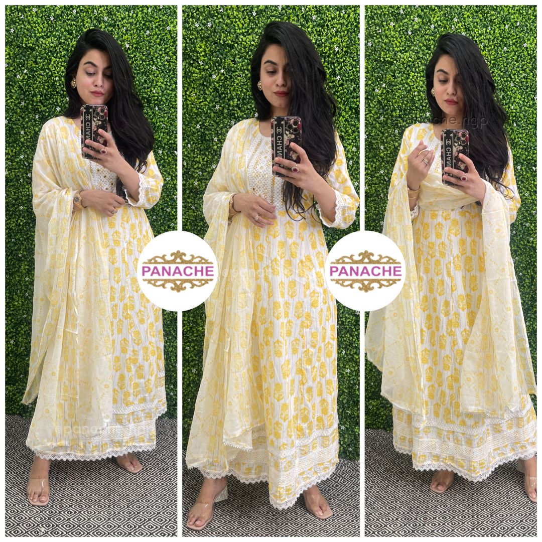 Budget Anarkali sets with Crosia lace
