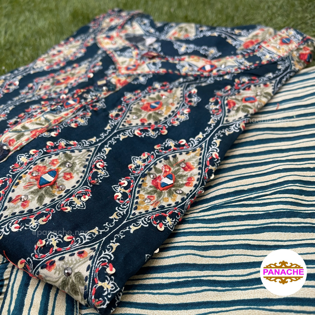 Print on Print Kurta Pant Set