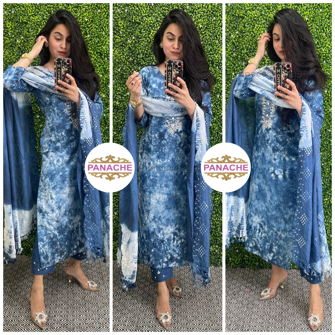 Indigo tie & dye suit sets