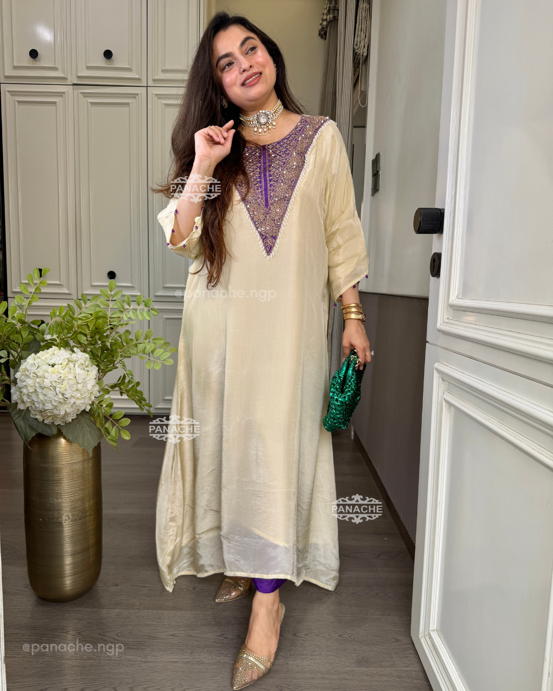 Ivory kaftan set
