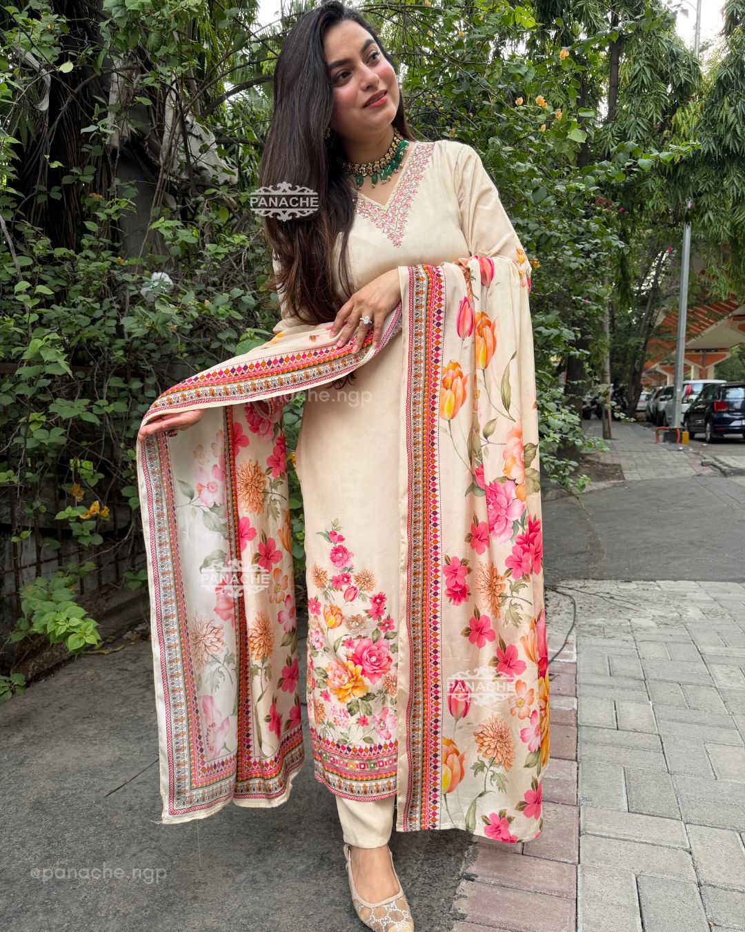 Ivory floral suit set