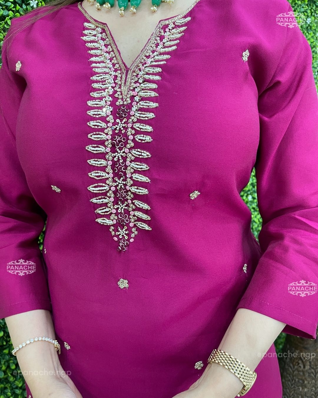 Budget banarsi in a deep maroon