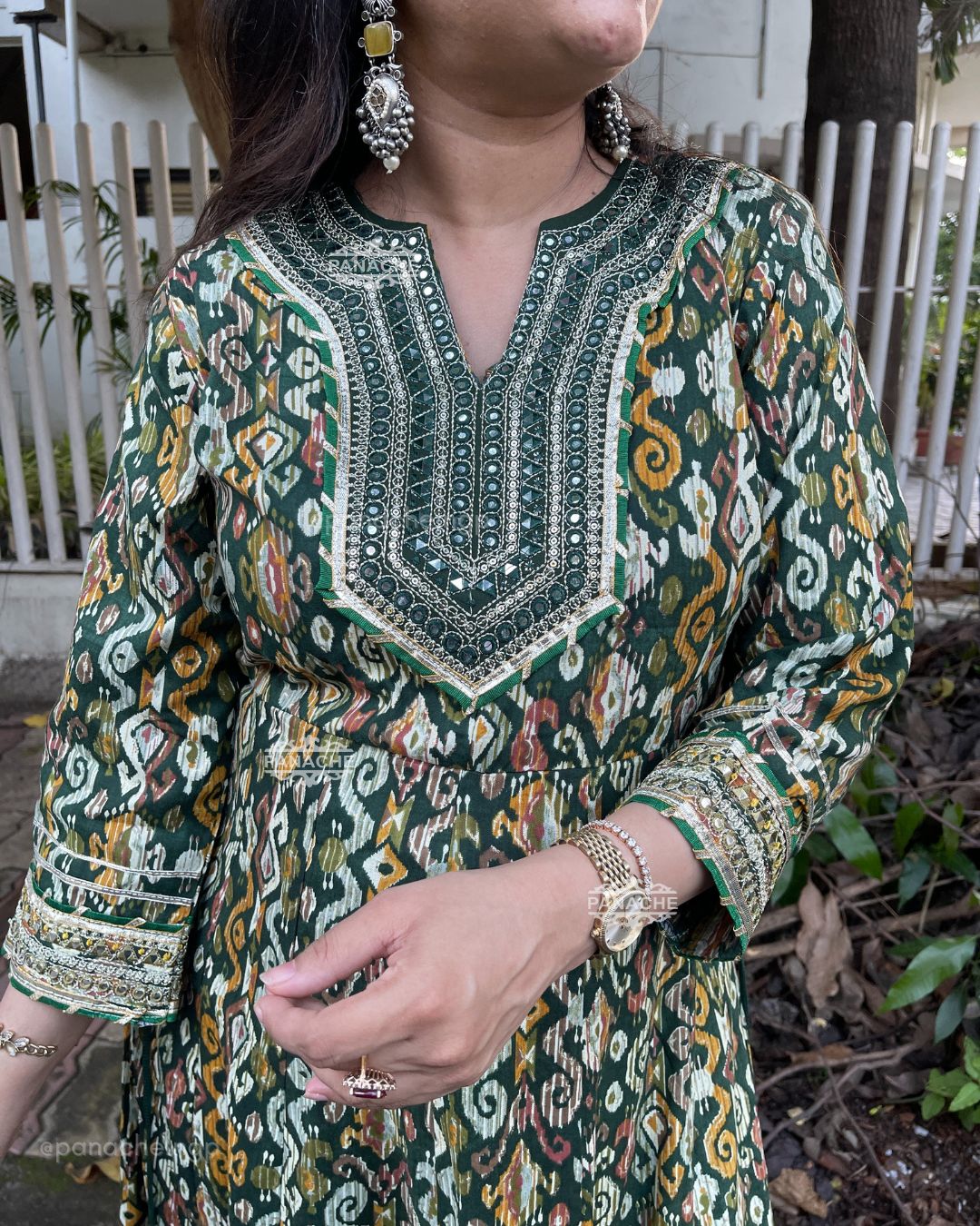 Ikkat Anarkali set