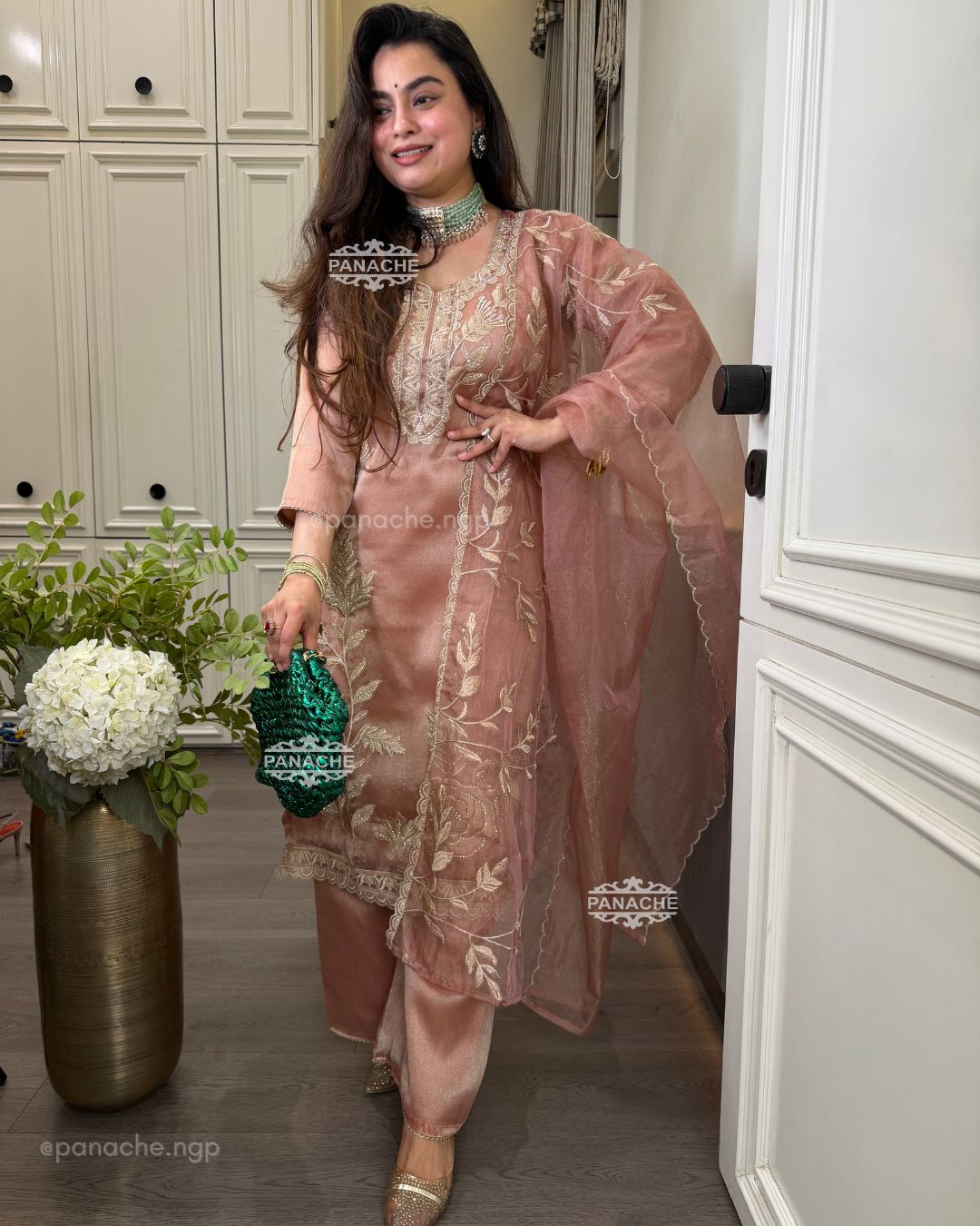 Gold tissue suit set