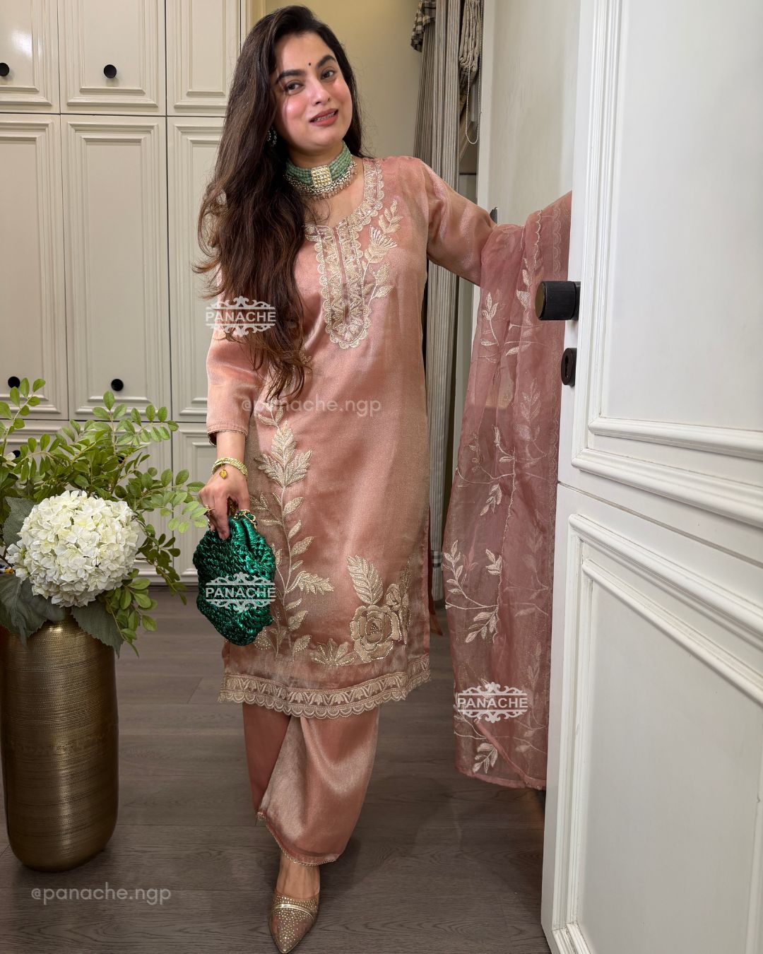 Gold tissue suit set