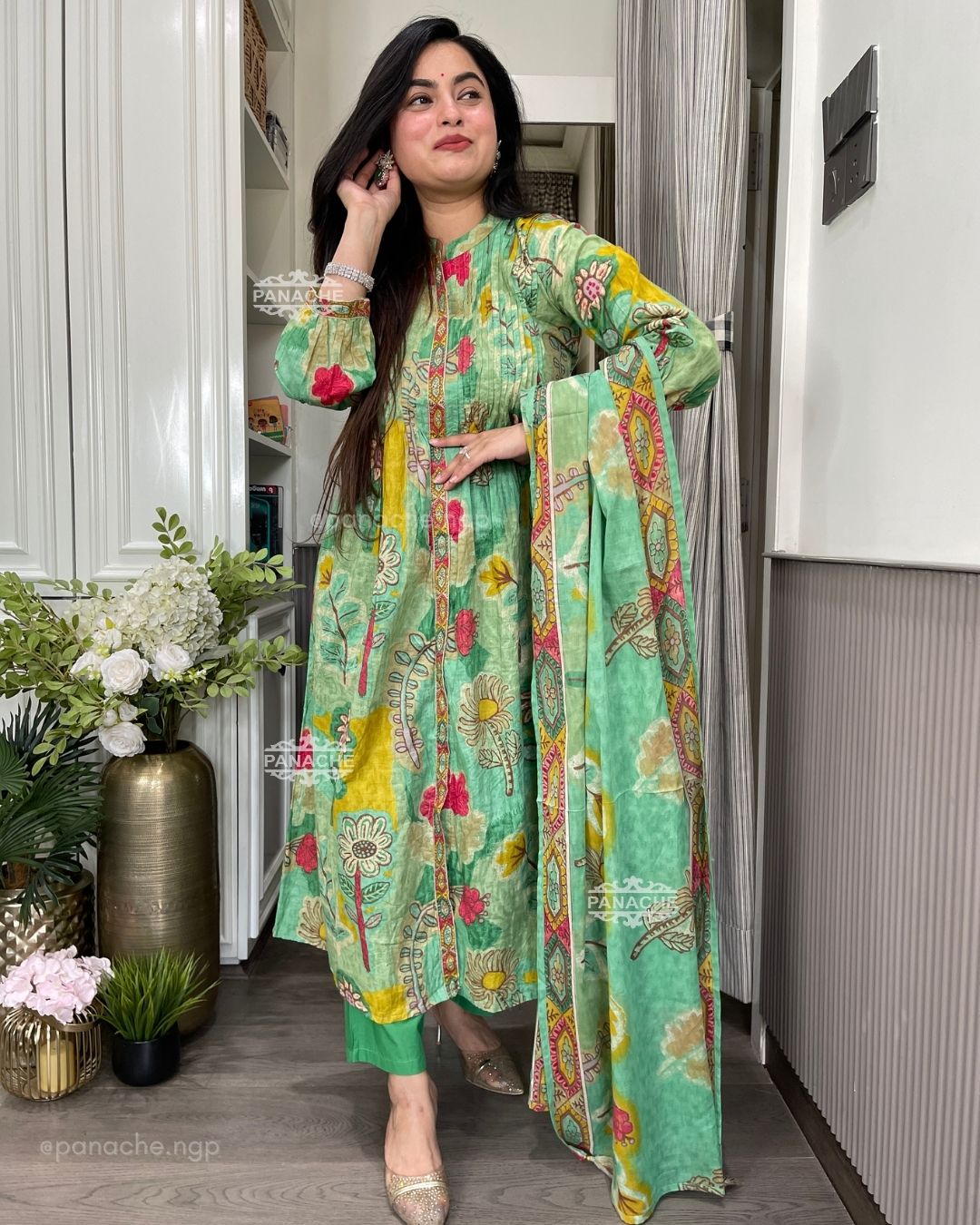 Mul cotton floral semiformal suit set