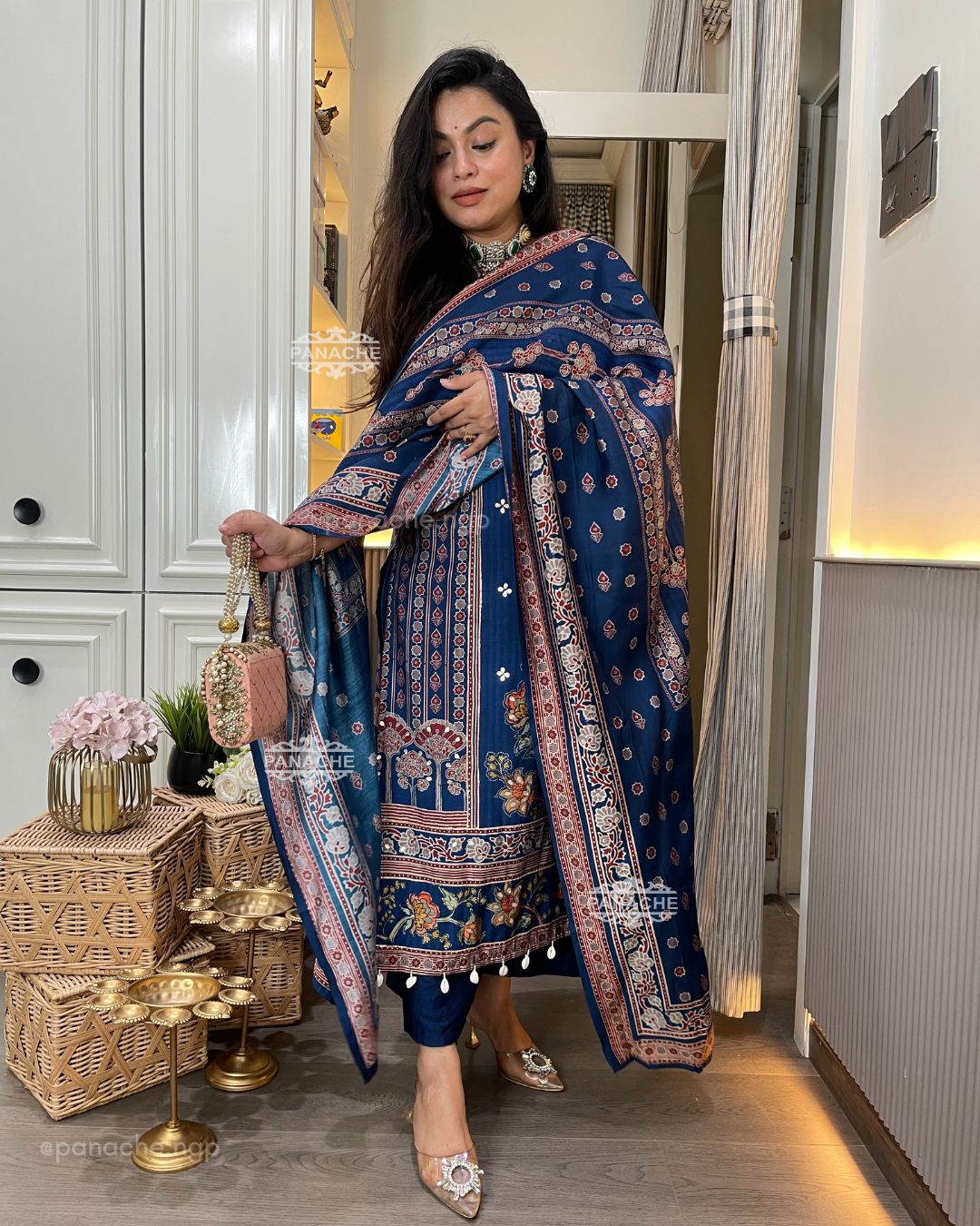 Muslin print on print shells suit
