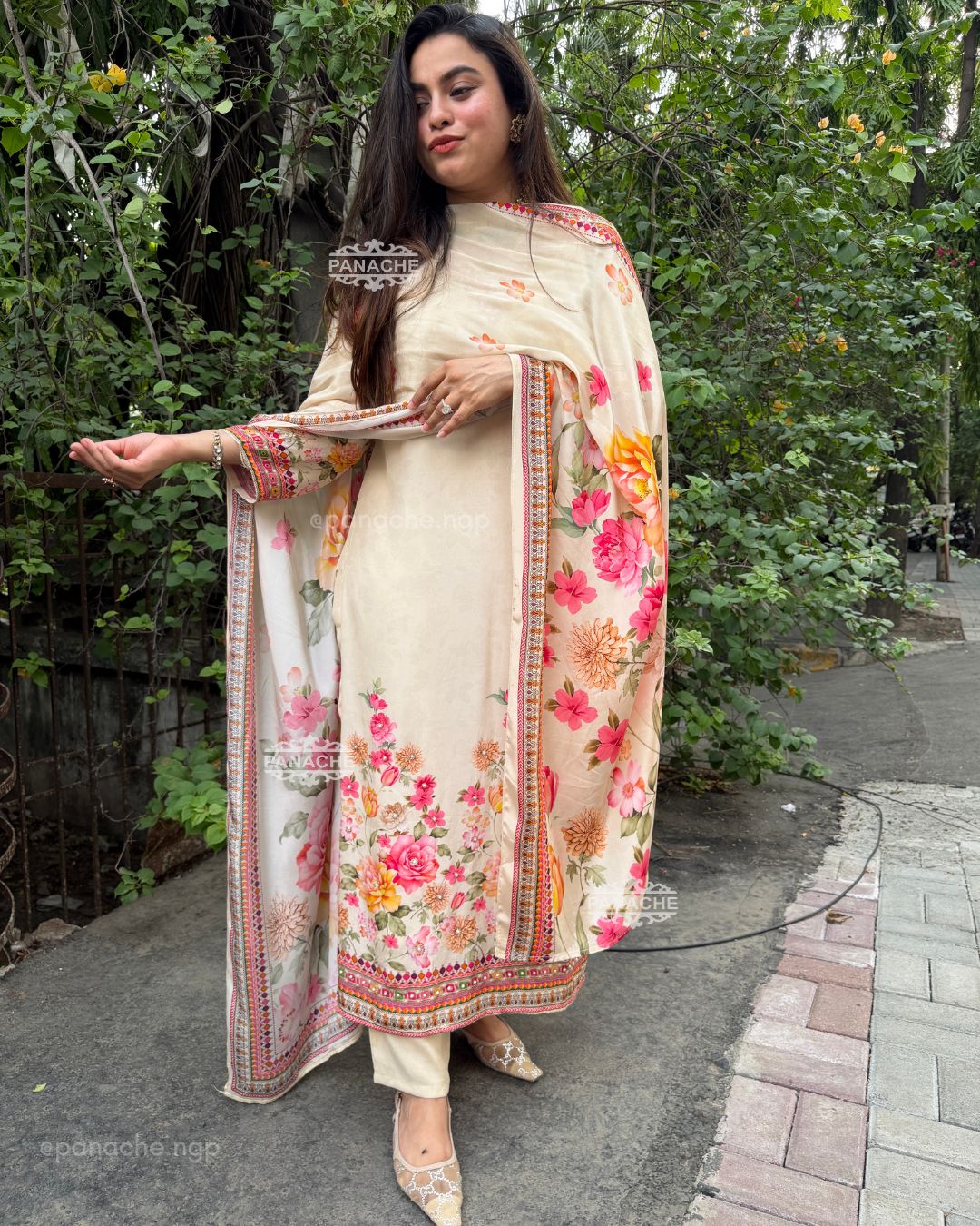 Ivory floral suit set