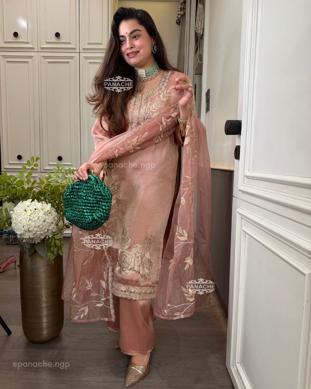 Gold tissue suit set