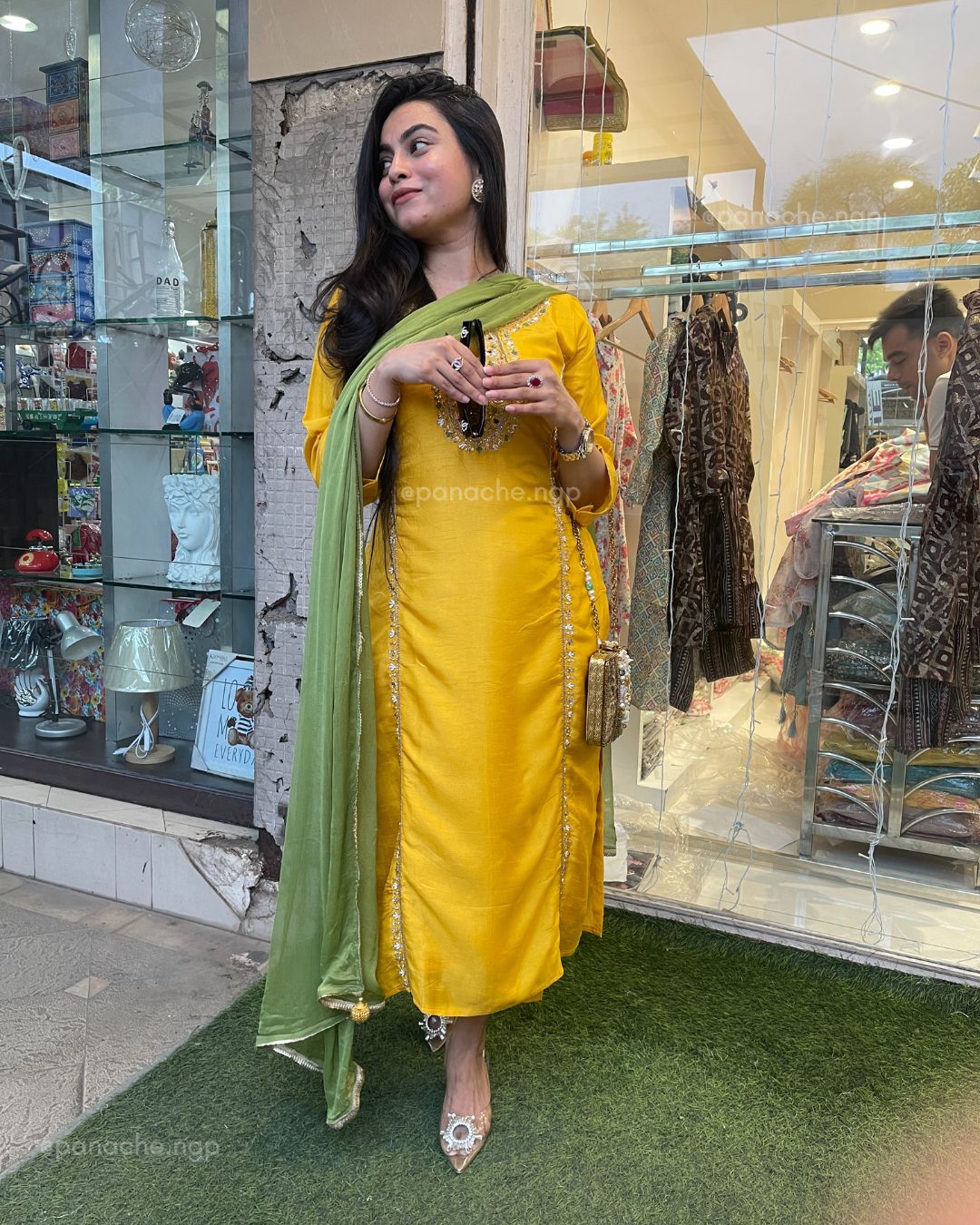 Haldi yellow silk set!