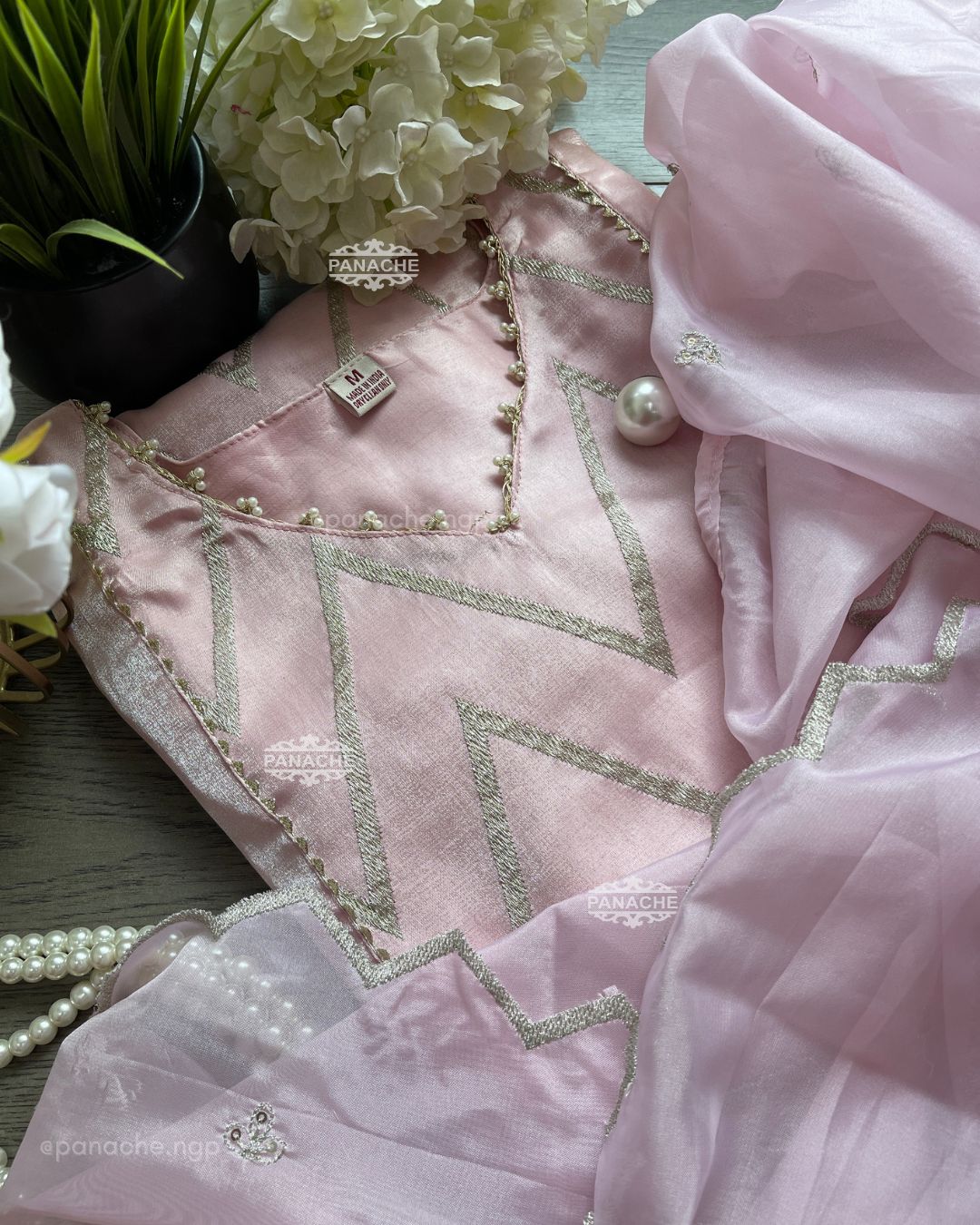 Blush zari elegance suit